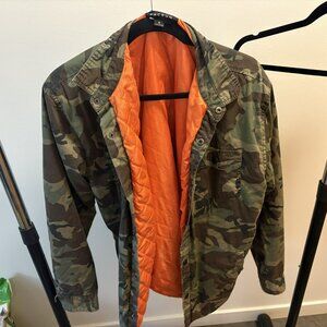 PacSun Camo Jacket, Orange Quilted Lining in Men's Mediun